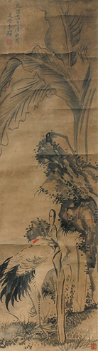 李鱓 鸡 立轴 设色纸本
