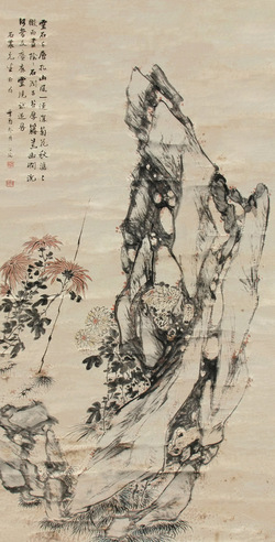 张问陶 花卉 立轴 设色纸本
