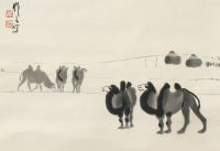 吴作人 骆驼 立轴 水墨纸本
