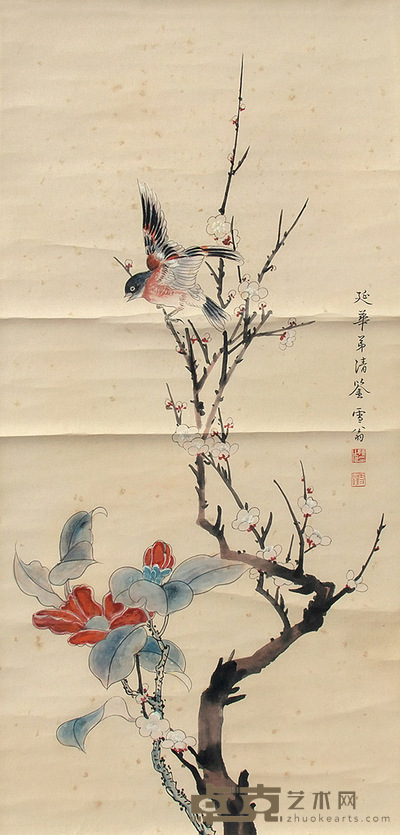陈之佛 花鸟 立轴 设色纸本 79×37cm