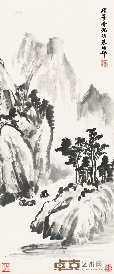 朱梅邨 仿董其昌笔意 镜片 水墨纸本 57×23.5cm