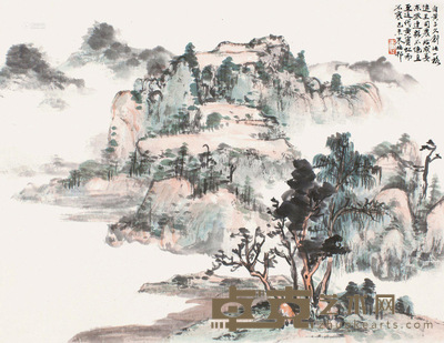 朱梅邨 己末1979年作 夏山图 镜片 设色纸本 35×45cm