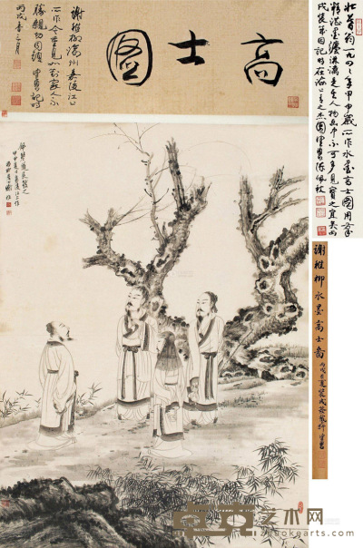 谢稚柳 甲申1944年作 高士图 立轴 水墨纸本 106.5×76.5cm
