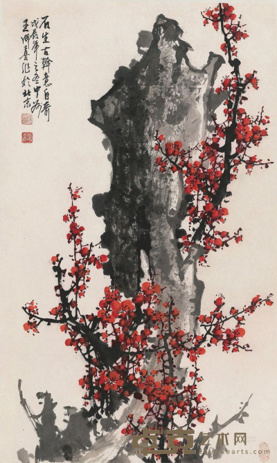 王成喜 1988年作 红梅 90×54cm
