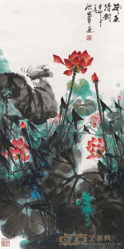 沈威峰 2011年作 荷香清韵 136×69cm