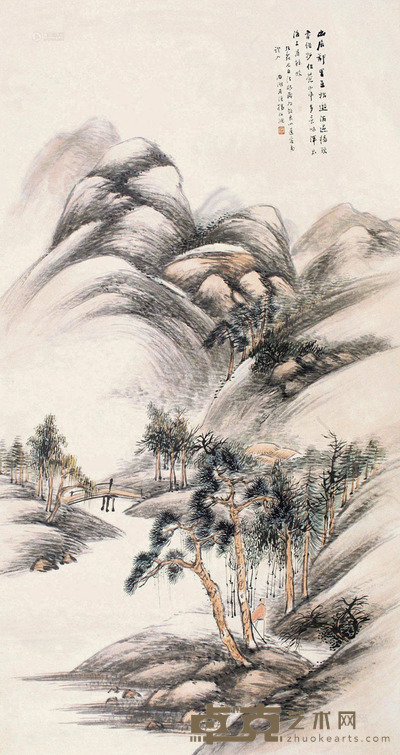 杨伯润 松风溪声 立轴 设色纸本 176×93.5cm