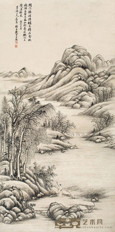 戴熙 丙辰1856年作 春山新沐 立轴 水墨纸本 124×61cm