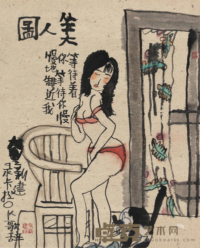朱新建 美人图 66×53cm