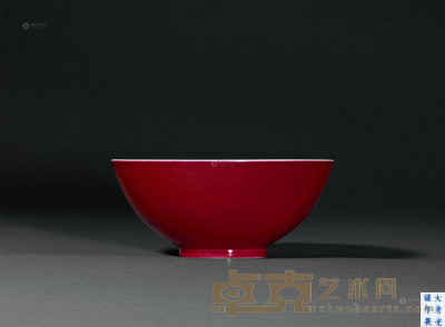 清光绪 胭脂红釉碗 直径17.2cm