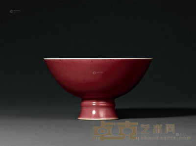 清乾隆 霁红釉高足碗 直径19.5；高11cm