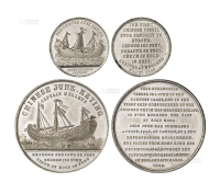 1848年“耆英号”帆船铅锌合金大型、小型纪念章各一枚