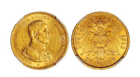 1913年德国威廉二世登基二十五周年纪念20马克金币一枚