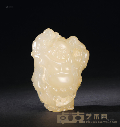 坑头晶石童子戏弥勒摆件 9.4×6.7×4.7cm