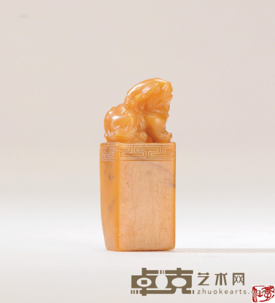田黄石狮钮小印章 3.2×1.2×0.9cm