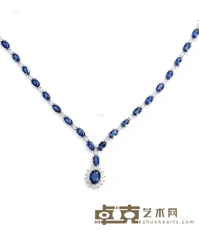 天然蓝宝石镶嵌项链 --
