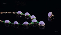 天然翡翠紫罗兰项链、戒指套件