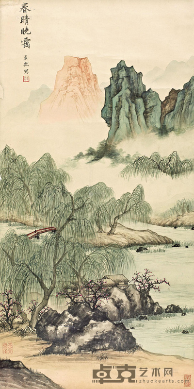 吴孟欧 春晴晓霭 立轴 114.5×57cm