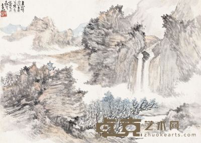 郑午昌 庚午（1930年）作 夏山晴霭 立轴 27.6×39.2cm