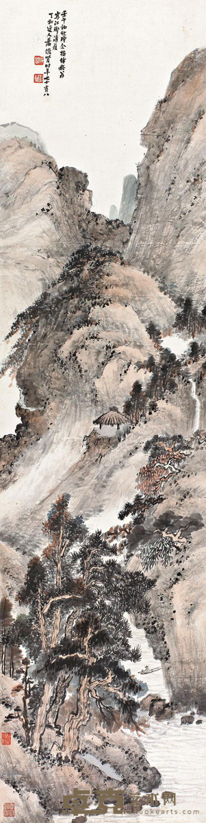 萧俊贤 壬午（1942年）作 江乡清夏 立轴 133.5×33cm