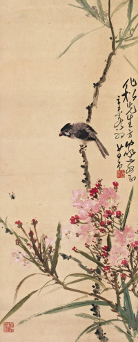 赵少昂 辛未（1931年）作 夹竹桃山雀 镜心