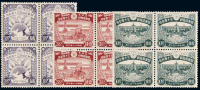 ★ 1936年日本关东局邮政三十年纪念邮票三枚全四方连