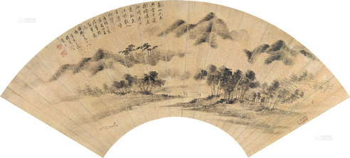 王俊 山水 扇片