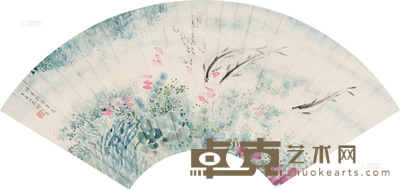 谢月眉 花鸟 扇片 19×50cm