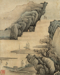 佚名 山水 镜框