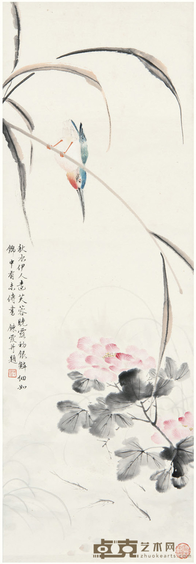 周练霞  花鸟 77cm×26cm