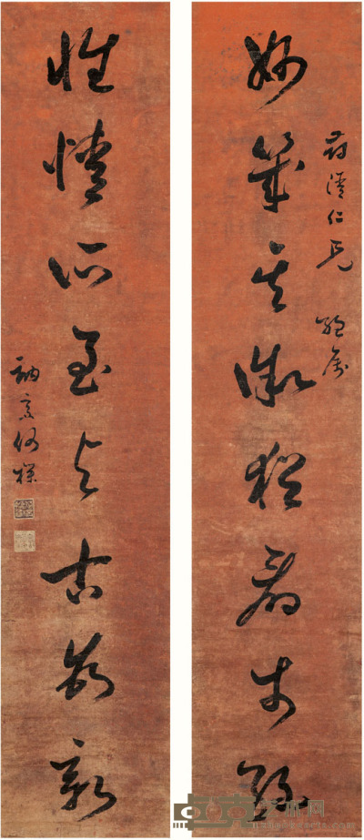 何朴  书法对联 163cm×32cm×2