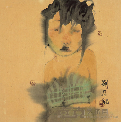 刘庆和 委屈的小黄 镜片 28×28cm