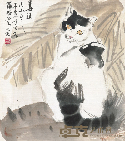 杨之光 1981年作 猫 卡纸 27×24cm