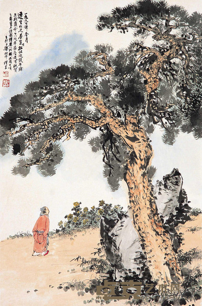 梁树年 1997年作 延年益寿 镜片 69.5×46cm