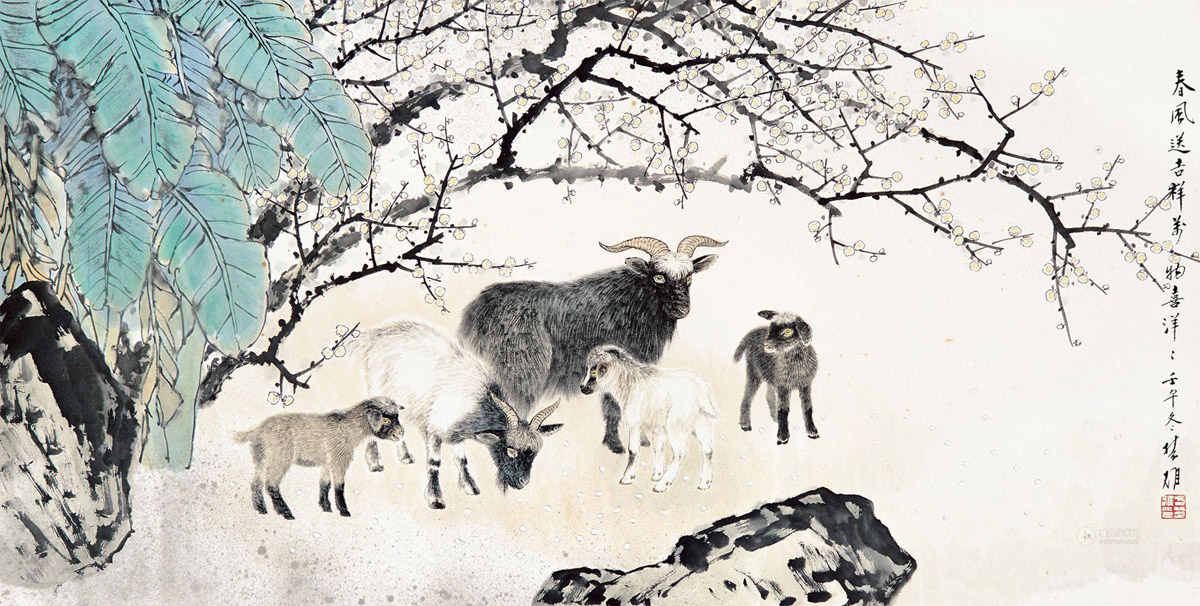 方楚雄 2002年作 春风送吉祥 镜片 69×138cm