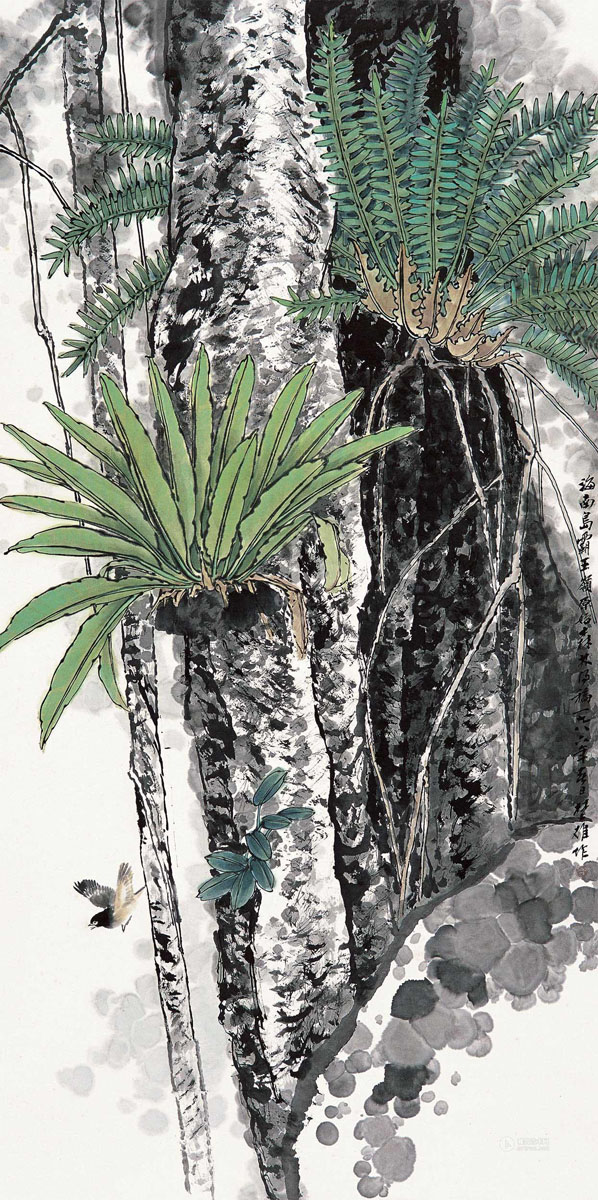 方楚雄 1986年作 森林一景 立轴 136×68cm