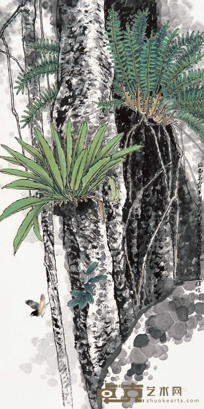 方楚雄 1986年作 森林一景 立轴 136×68cm