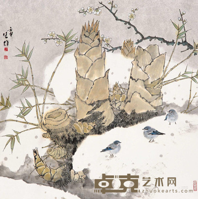 方楚雄 1982年作 新篁瑞雪 镜片 68×68cm