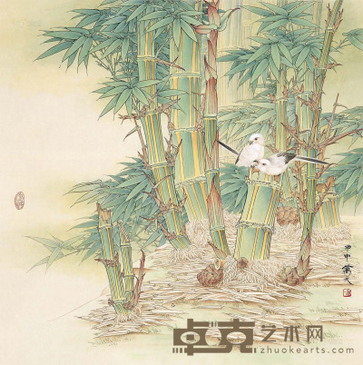 万一 2004年作 竹林鸟鸣 镜片 67×67cm