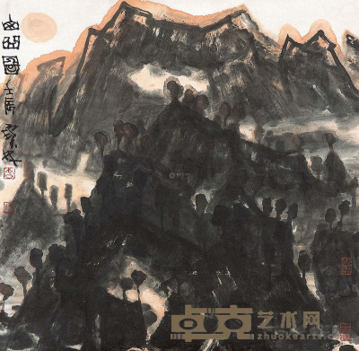 李宝林 2012年作 山幽图 镜片 68×68cm