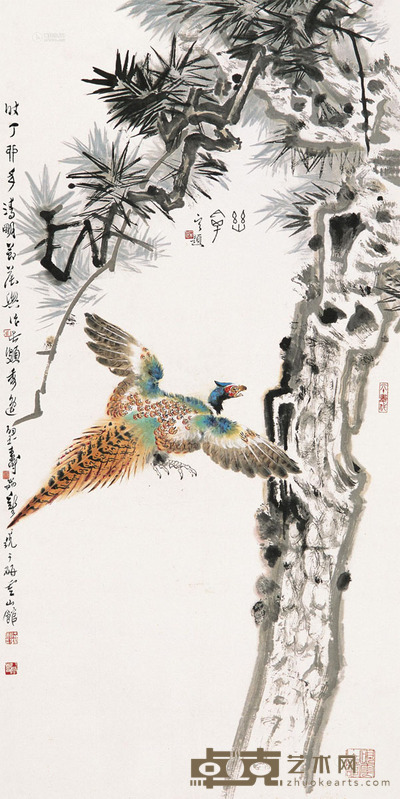 郑乃珖 1987年作 锦绣前程 立轴 136×68cm