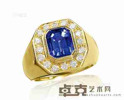 18K金蓝宝石钻石戒指 --