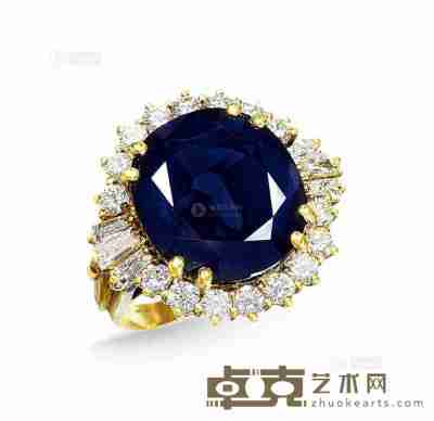18K金蓝宝石钻石戒指 --
