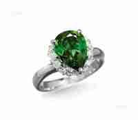 铂金绿色碧玺钻石戒指