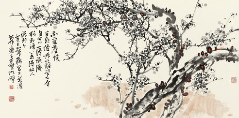 余险峰 癸巳（2013年）作 梅花 镜心