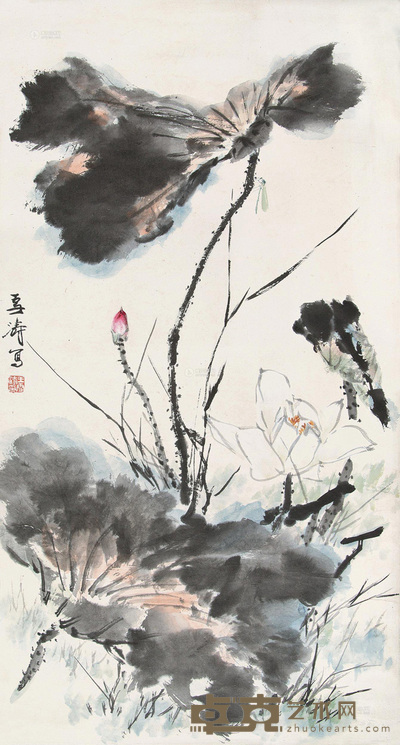 王雪涛 荷花蜻蜓 立轴 92×48cm