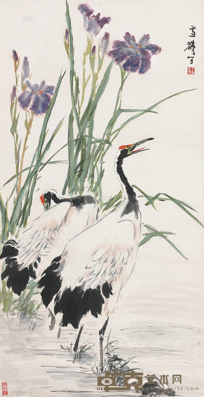 王雪涛 仙鹤 镜心 132×67cm