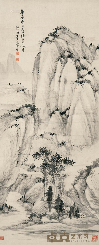 董寿平 1940年作 山水 立轴 116×46.5cm