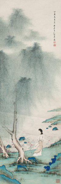 管平湖 1937年作 仕女 立轴