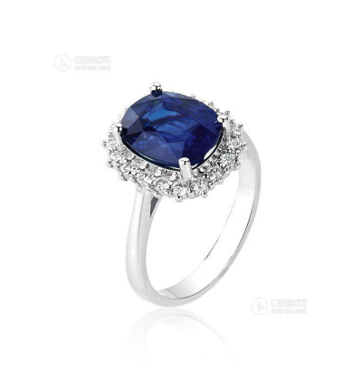 皇室蓝天然蓝宝石配钻石戒指