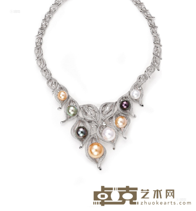 南洋珍珠配钻石项链 --